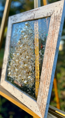 Gold Christmas Tree on Glass 8x10