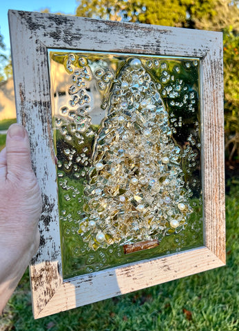 Gold Christmas Tree on Glass 8x10