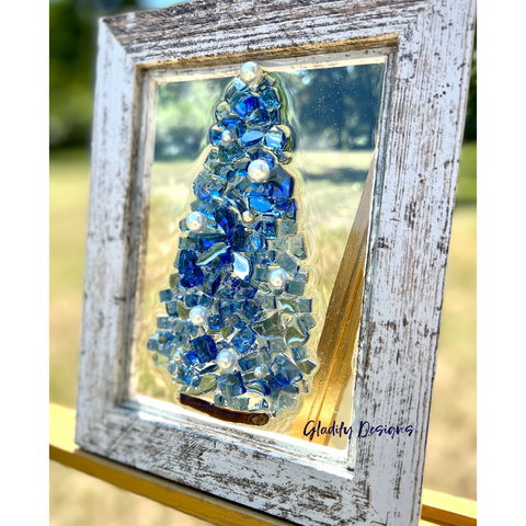 Blue Christmas Tree on Glass