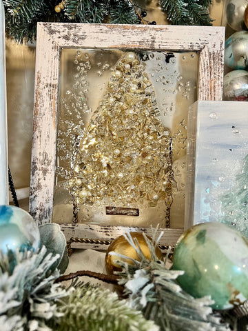 Gold Christmas Tree on Glass 7x9