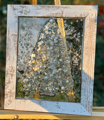 Gold Christmas Tree on Glass 7x9